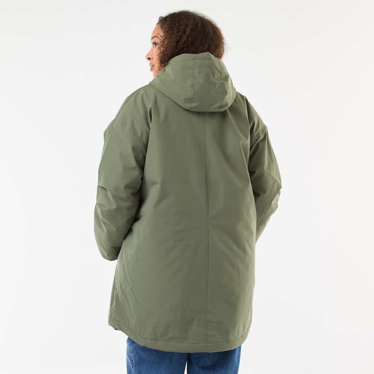 Parka repelente al agua con capucha efecto borreguito VERDE