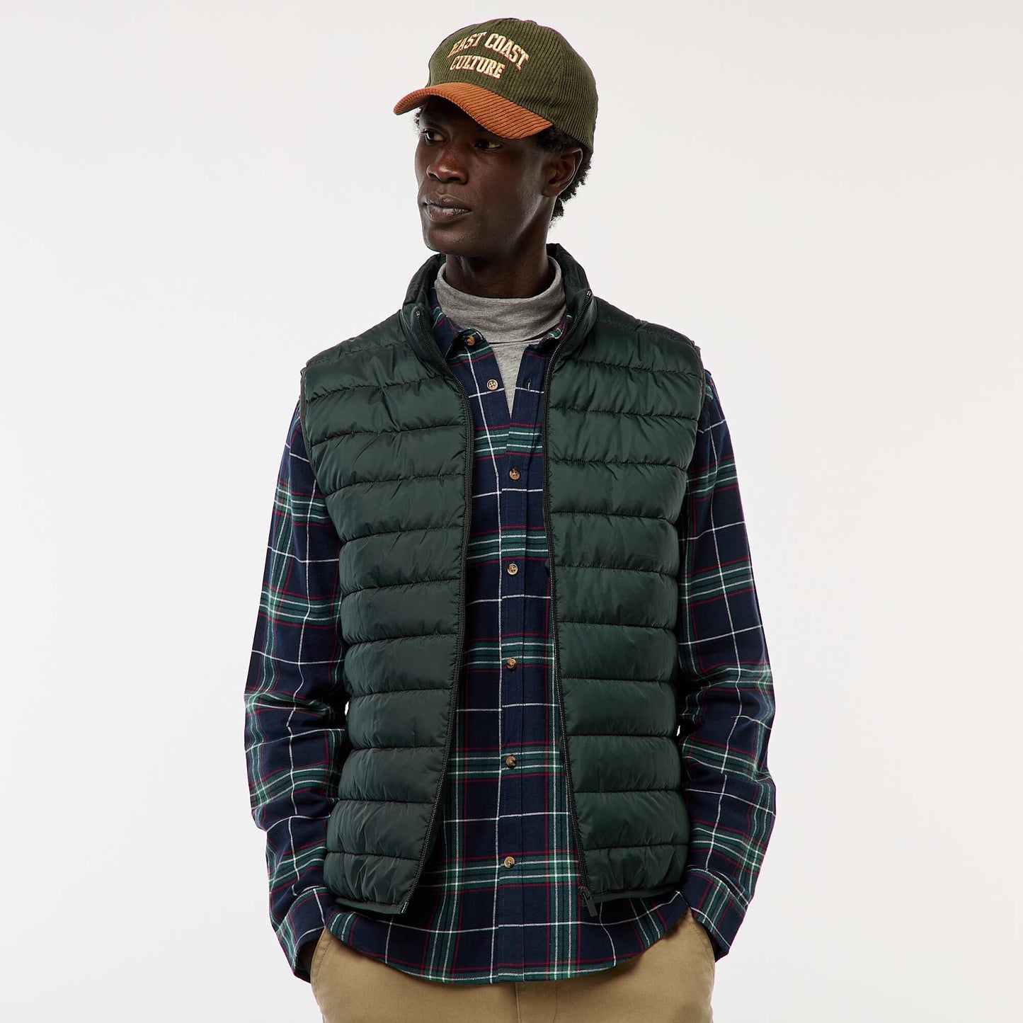 Anorak impermeable sin mangas liso VERDE