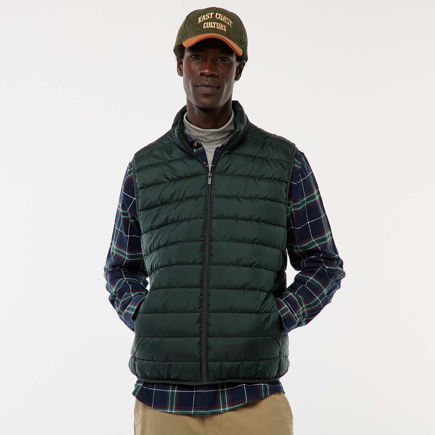 Anorak impermeable sin mangas liso VERDE