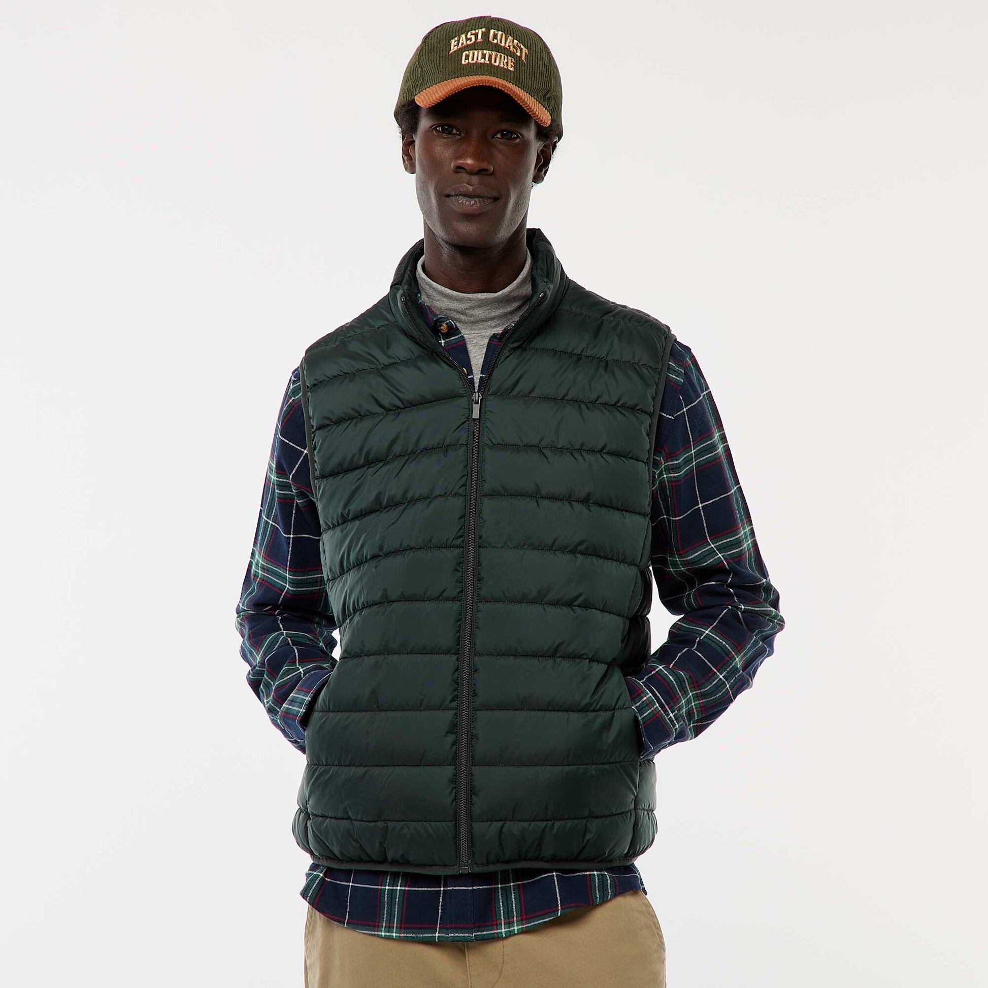 Anorak impermeable sin mangas liso VERDE