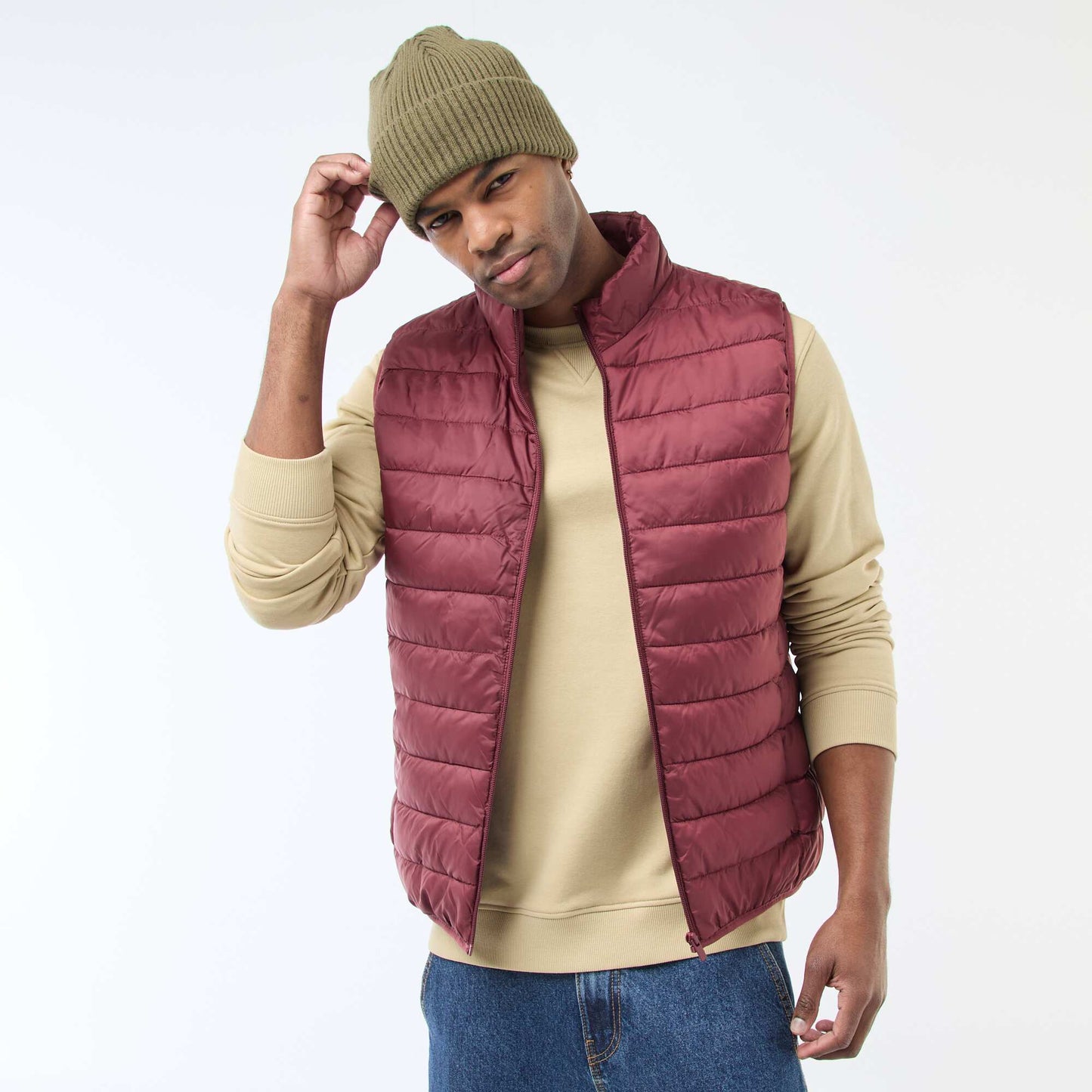 Anorak impermeable sin mangas liso ROJO
