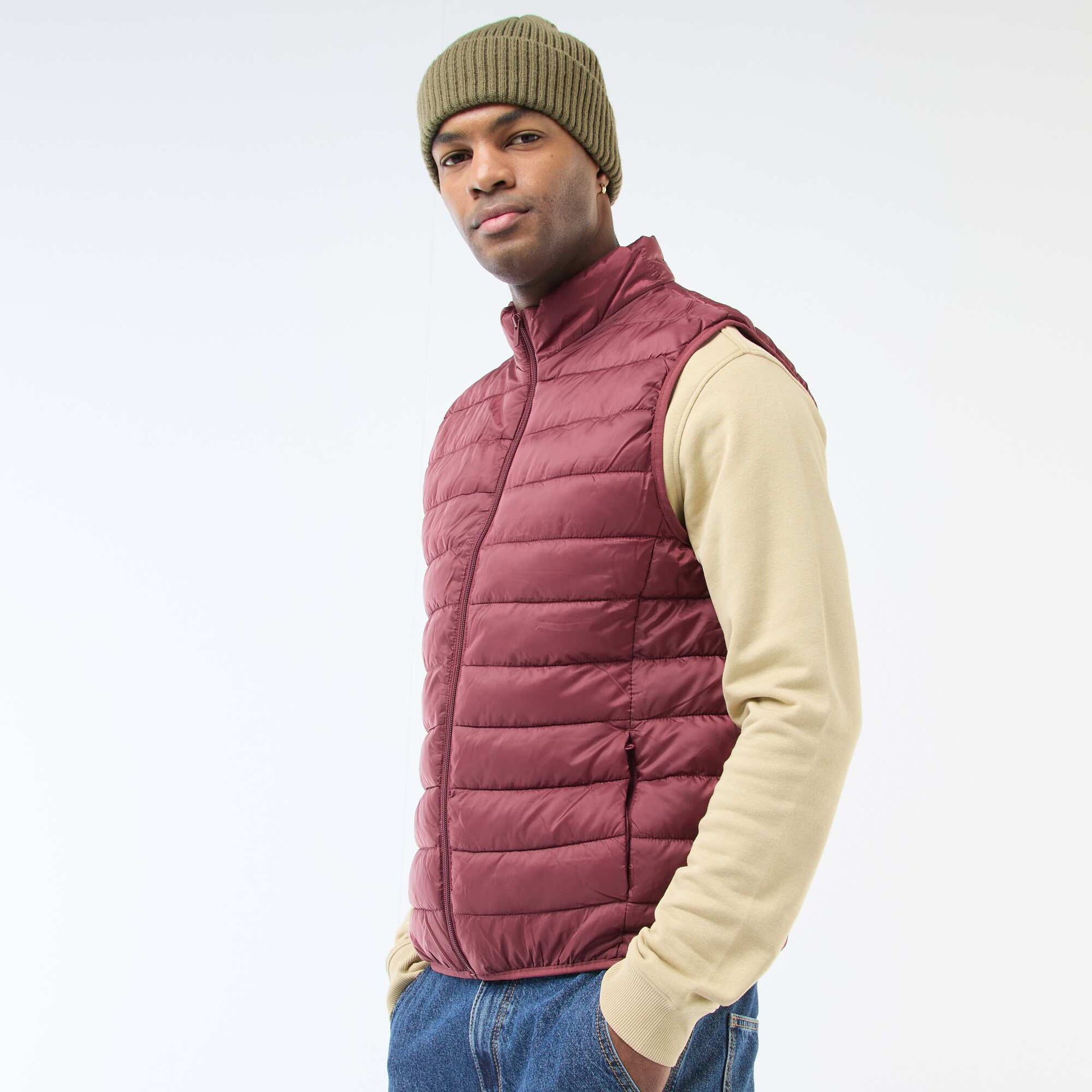 Anorak impermeable sin mangas liso ROJO