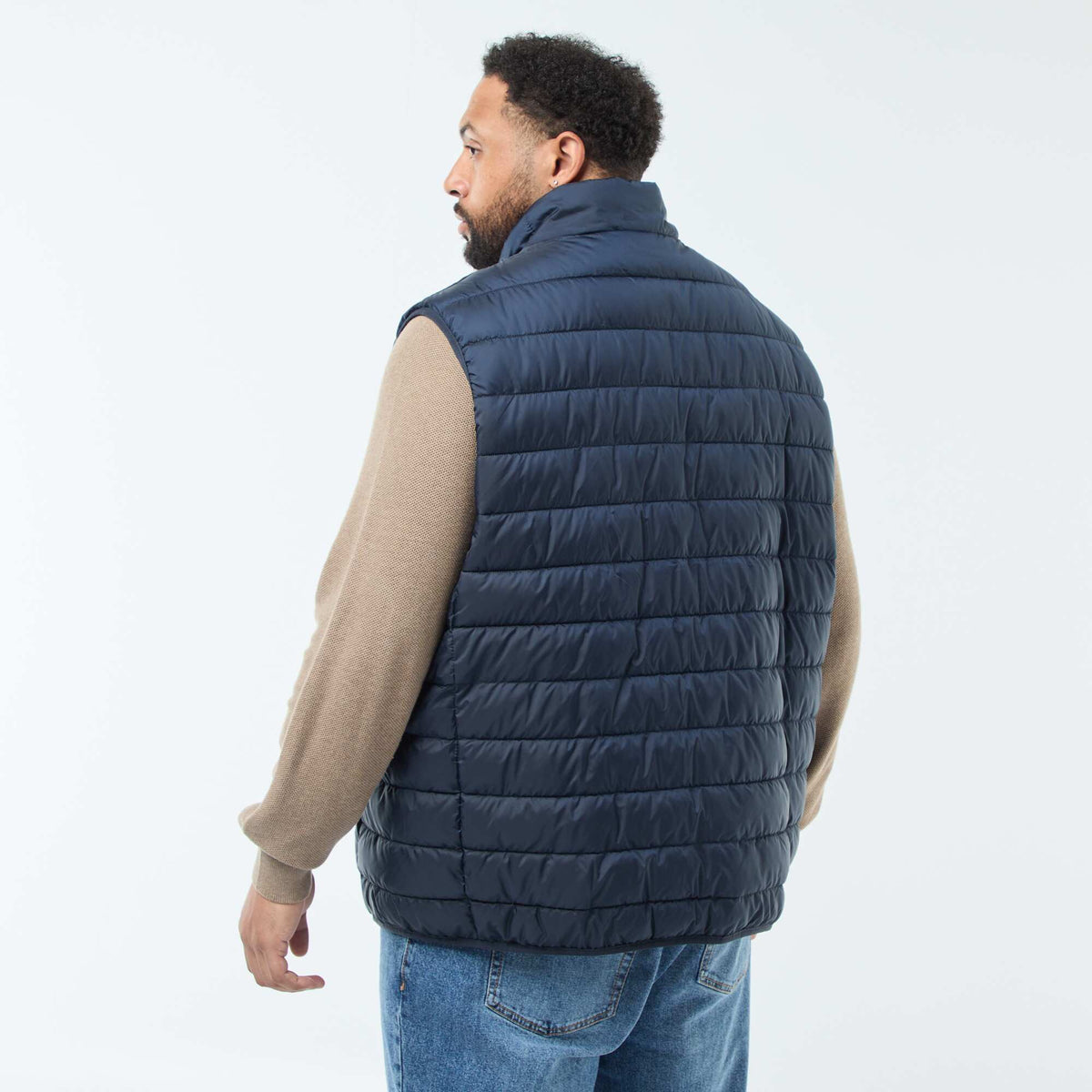 Chaleco ligero sin mangas con cuello alto AZUL