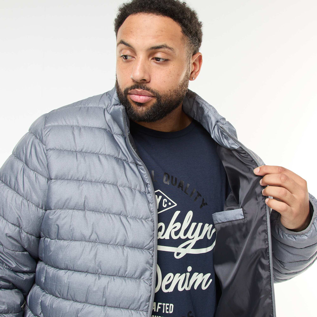 Campera ligera lisa de manga larga y cuello alto GRIS