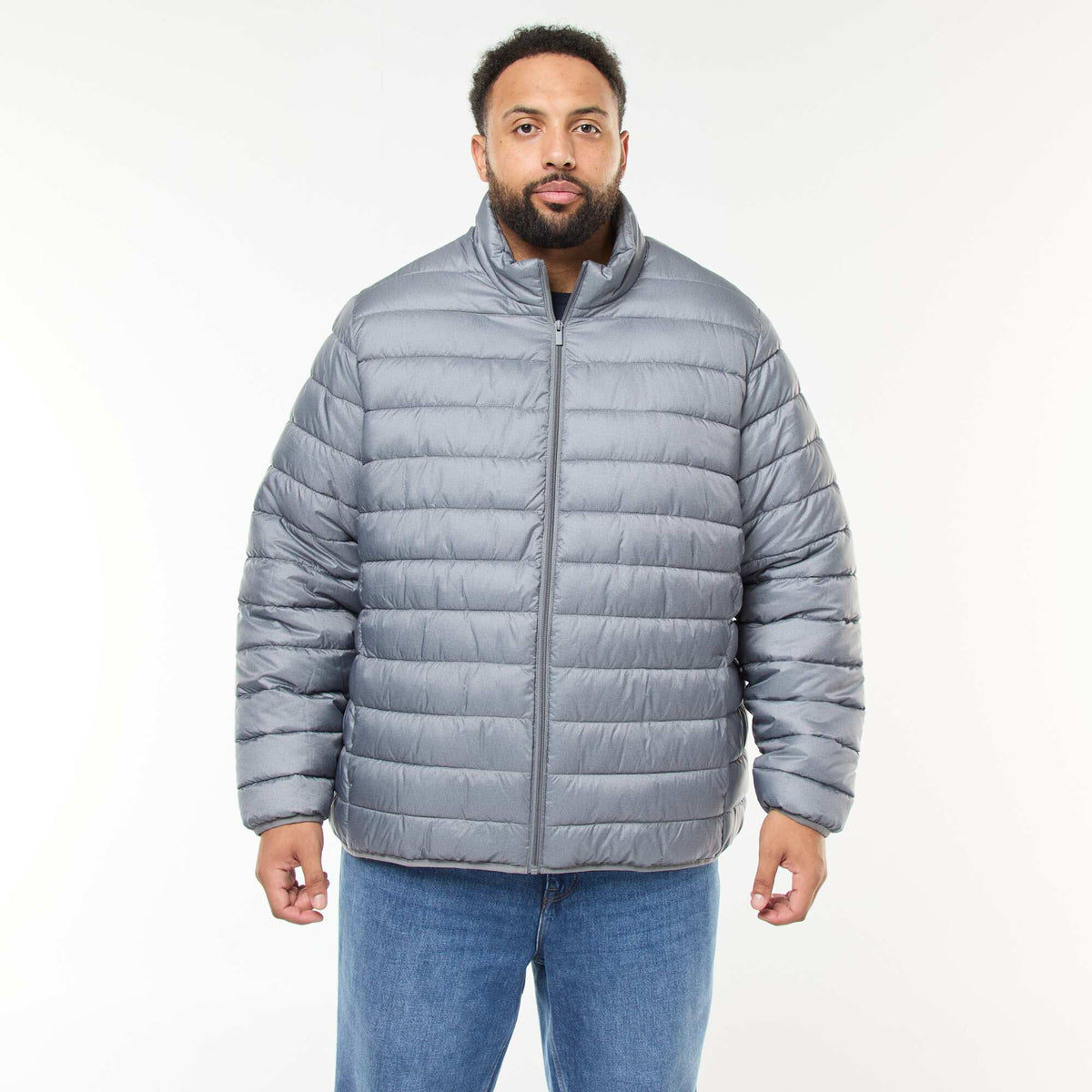 Campera ligera lisa de manga larga y cuello alto GRIS