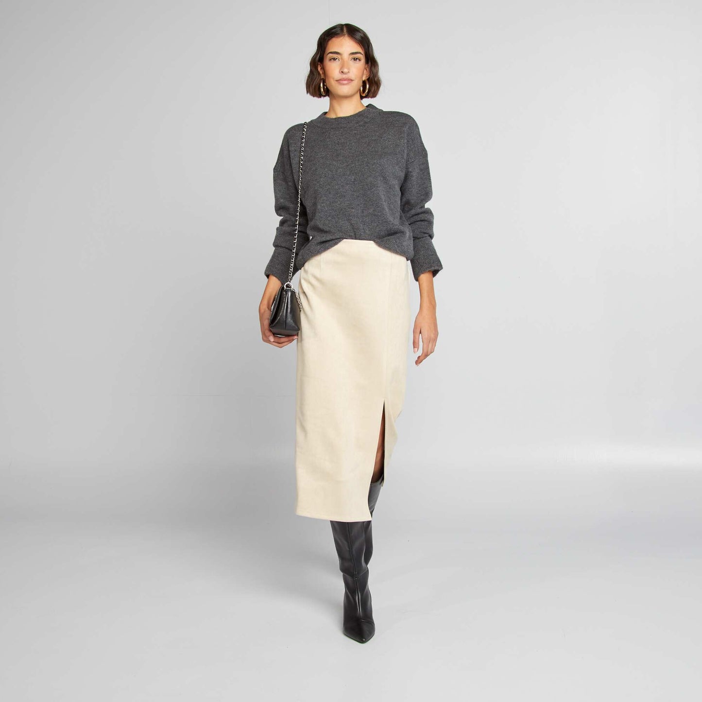 Sweater abrigado liso GRIS