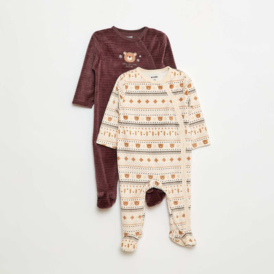 Pack de 2 pijamas de terciopelo BLANCO