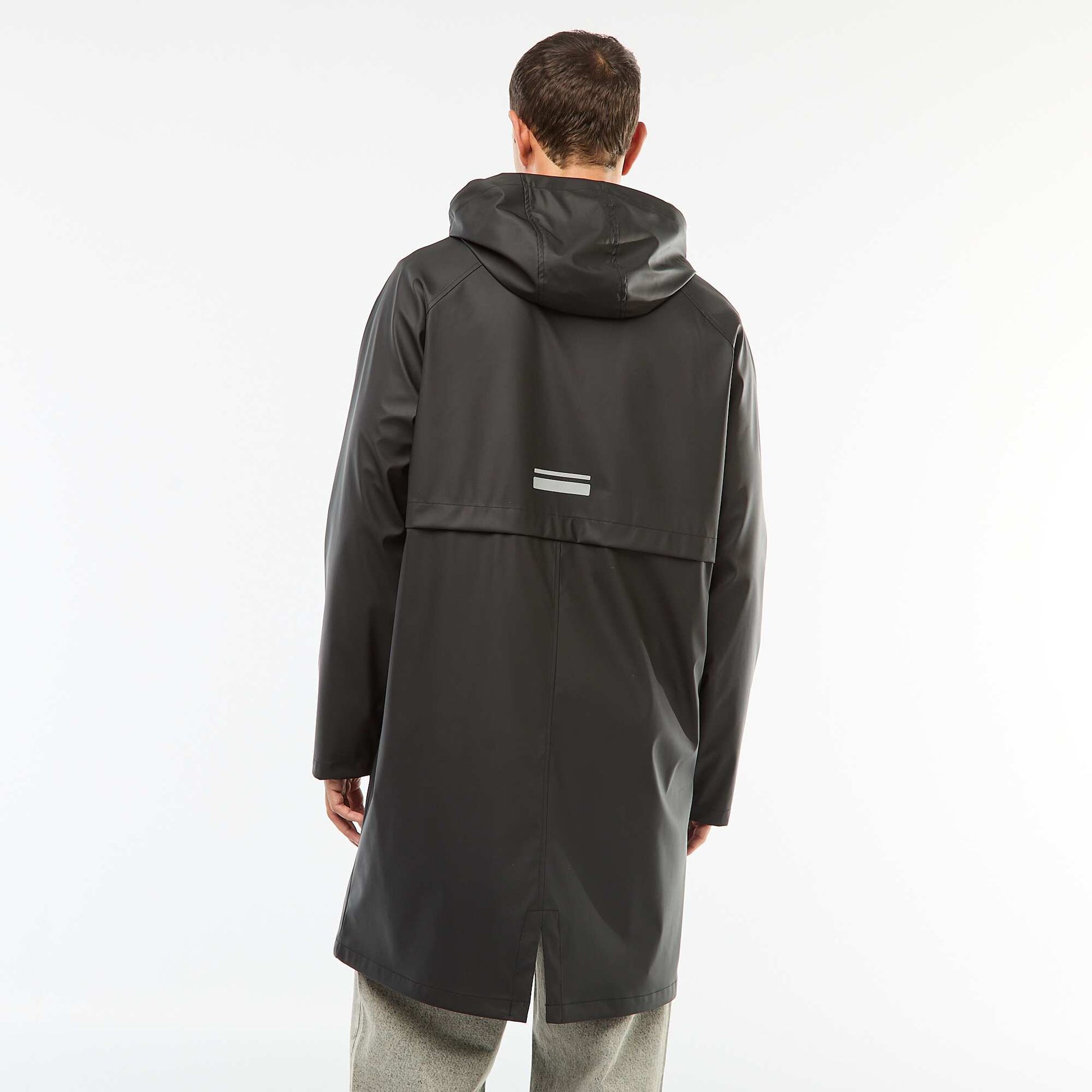 Parka larga con capucha efecto cascada NEGRO