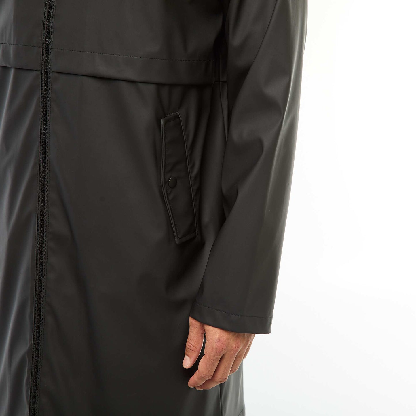 Parka larga con capucha efecto cascada NEGRO