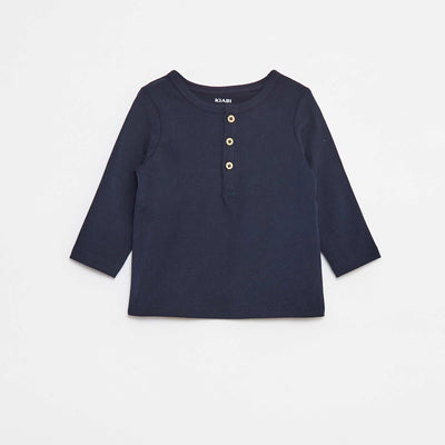 Camiseta con cuello panadero AZUL