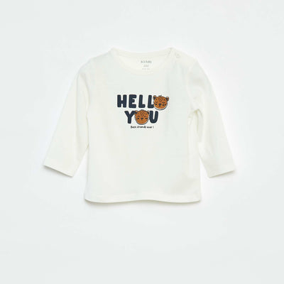 Camiseta de manga larga con adornos BLANCO