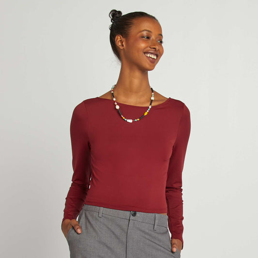 Camiseta crop top cruzada en la parte trasera ROJO