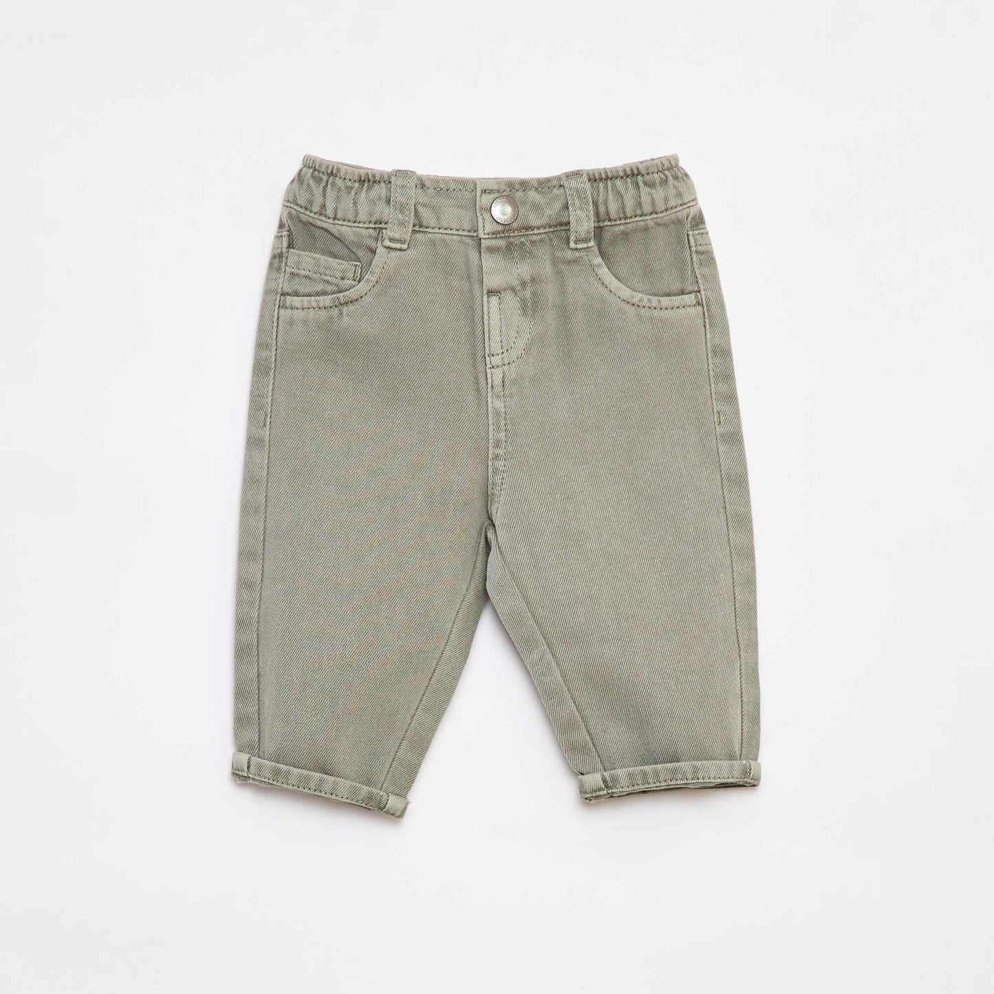 Pantalón de twill paperbag talla 3/4 VERDE