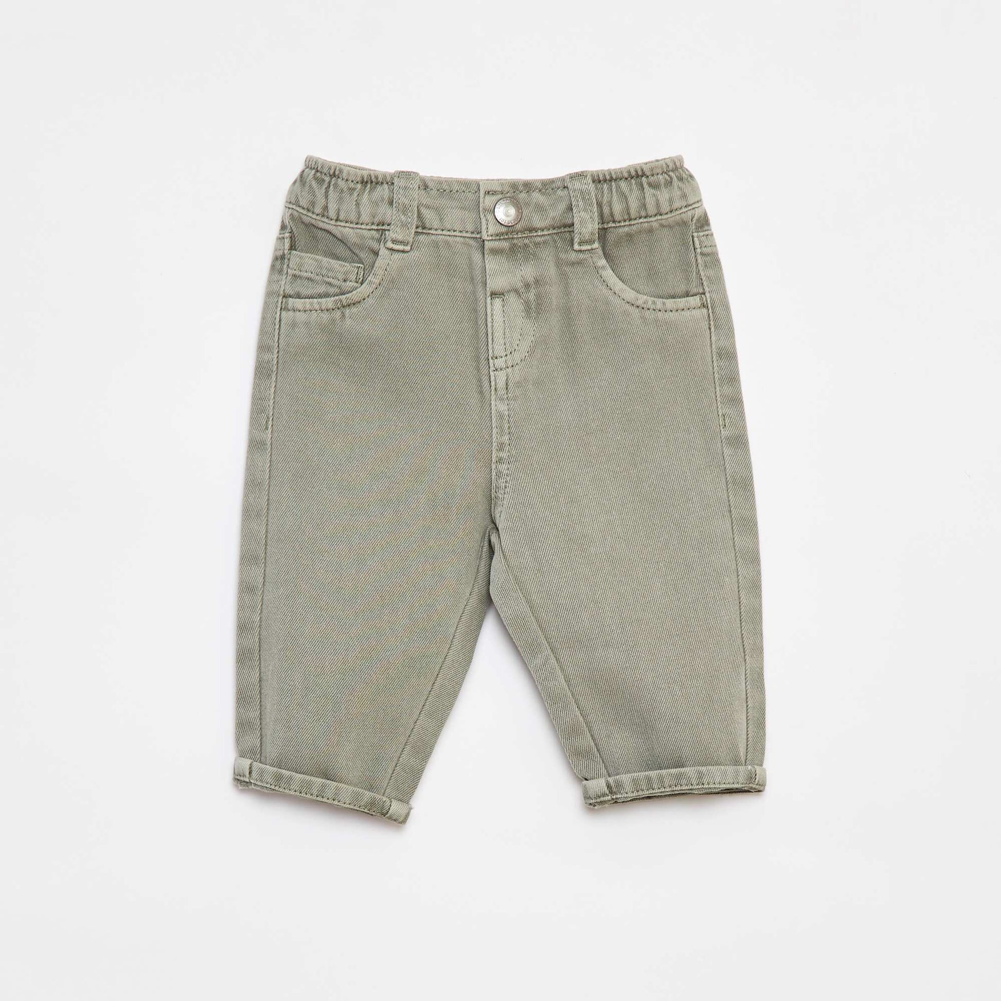 Pantalón de twill paperbag talla 3/4 VERDE