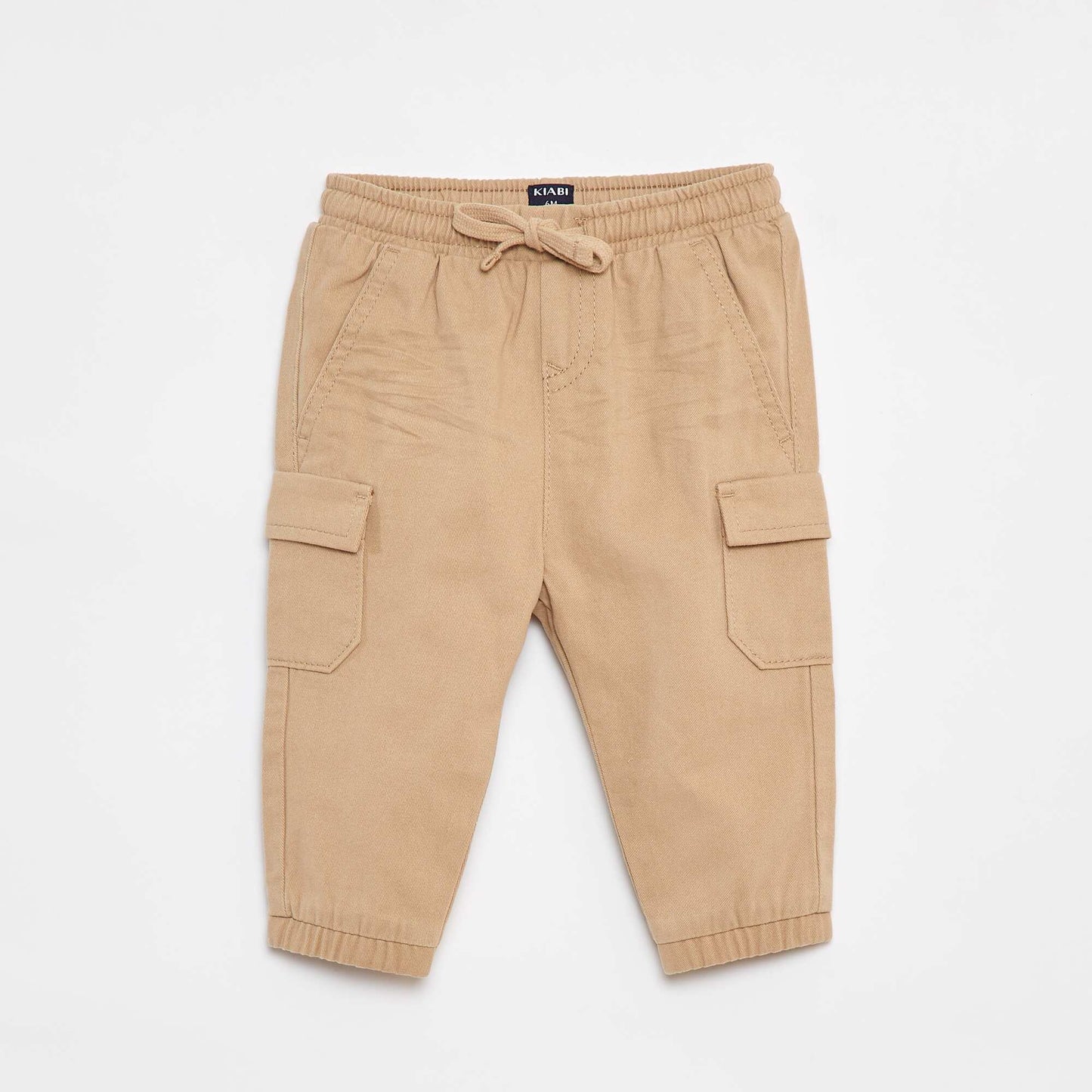 Pantalón jogger de sarga con bolsillos con solapa BEIGE