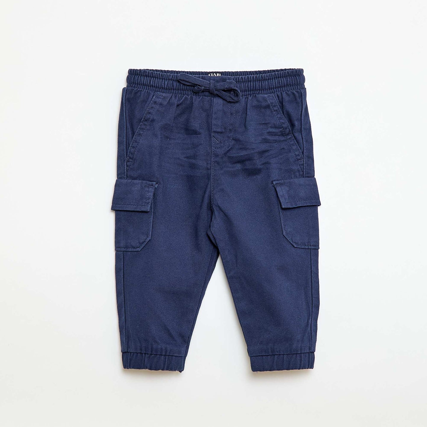 Pantalón jogger de sarga con bolsillos con solapa AZUL