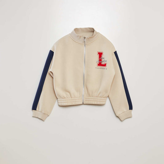 Buzo con cremallera estilo 'campus' BEIGE