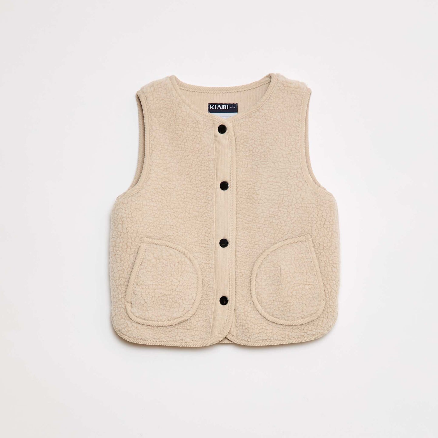 Chaleco efecto borreguito sin mangas BEIGE