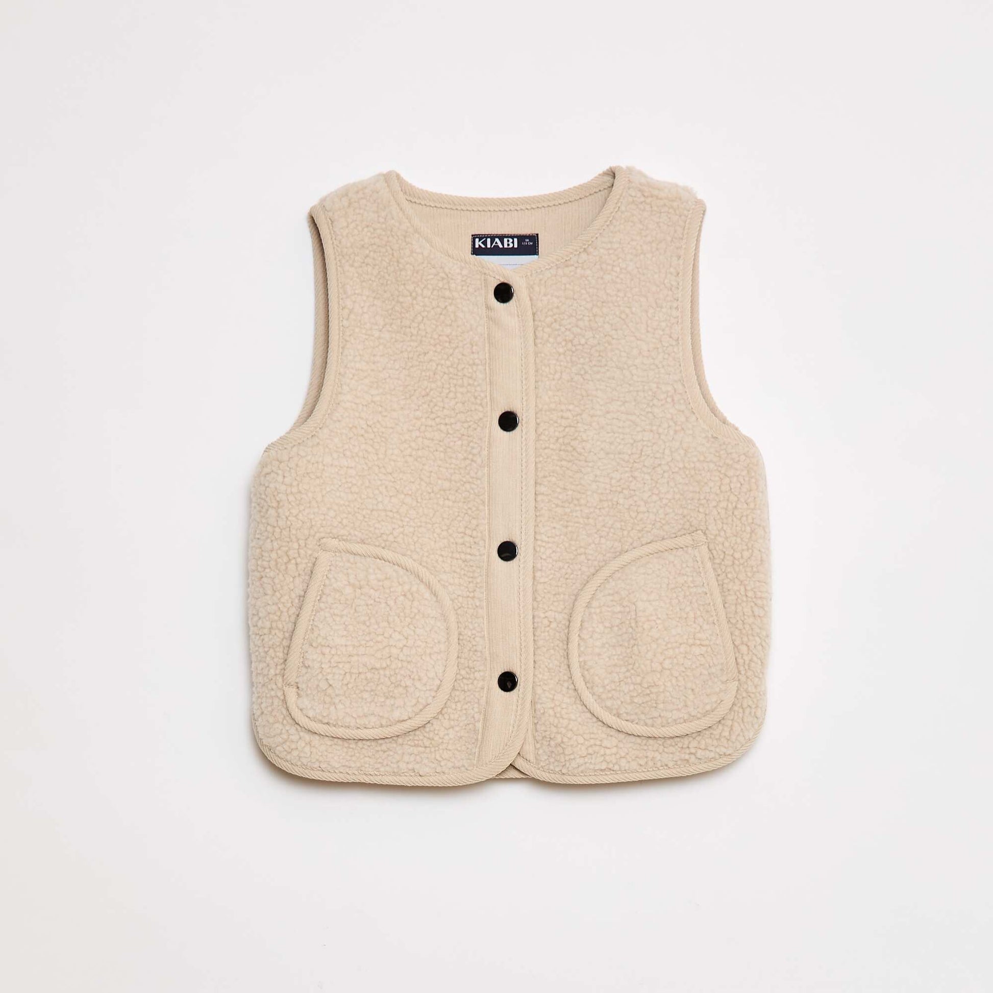 Chaleco efecto borreguito sin mangas BEIGE