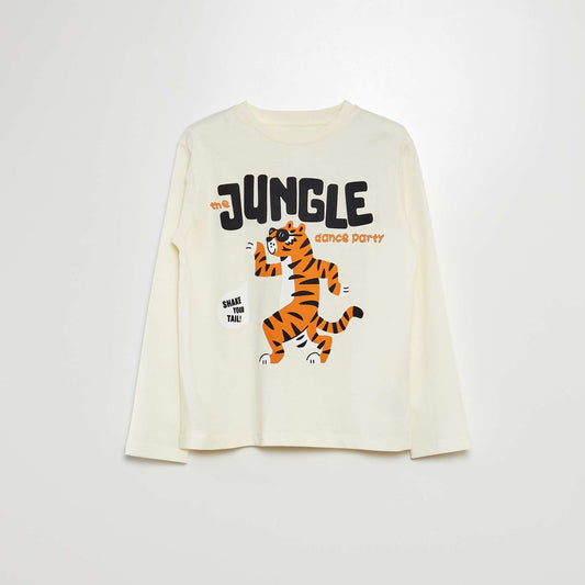 Camiseta estampada de manga larga BEIGE