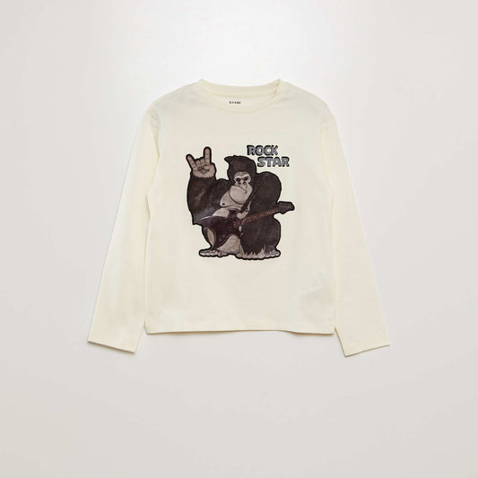 Camiseta estampada de manga larga BEIGE