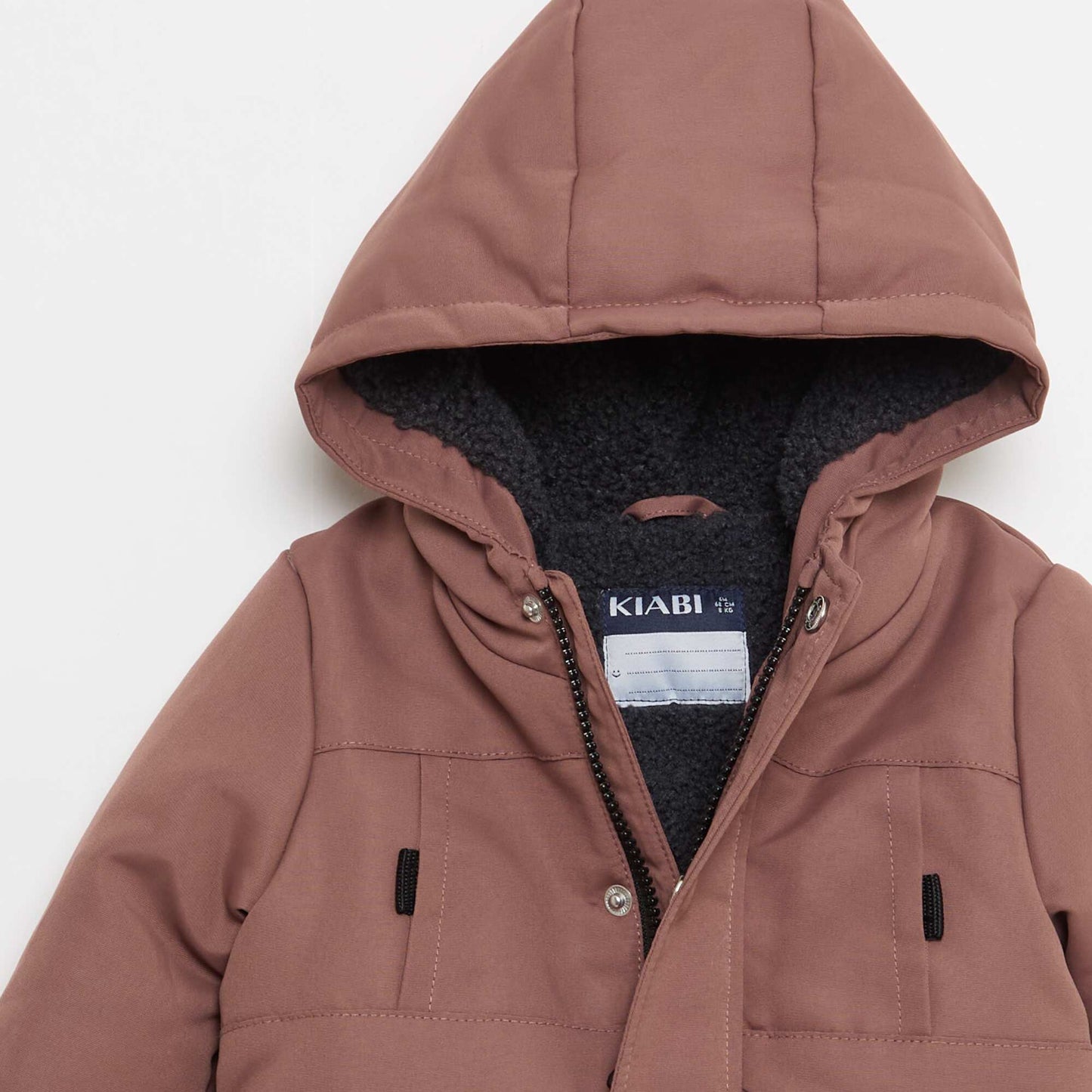Parka impermeable con capucha y forro efecto borreguito MARRON