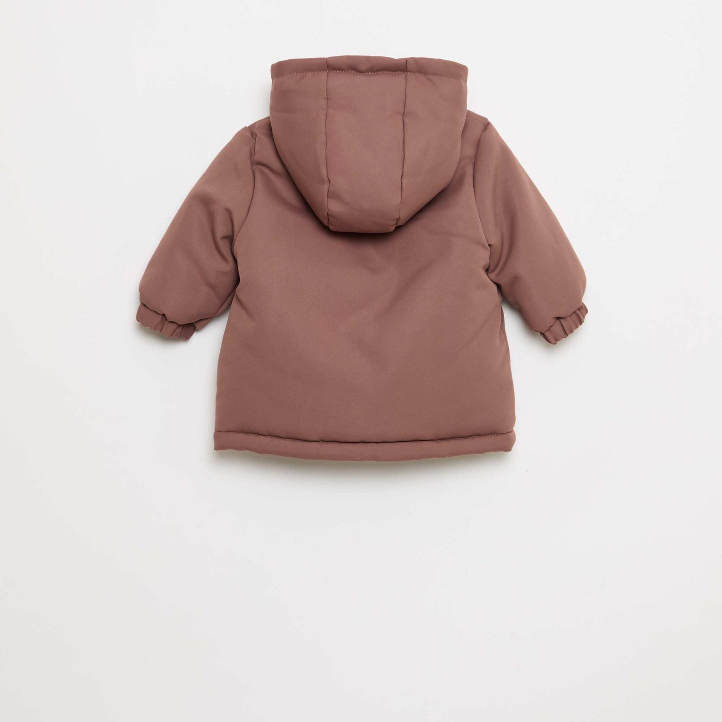 Parka impermeable con capucha y forro efecto borreguito MARRON