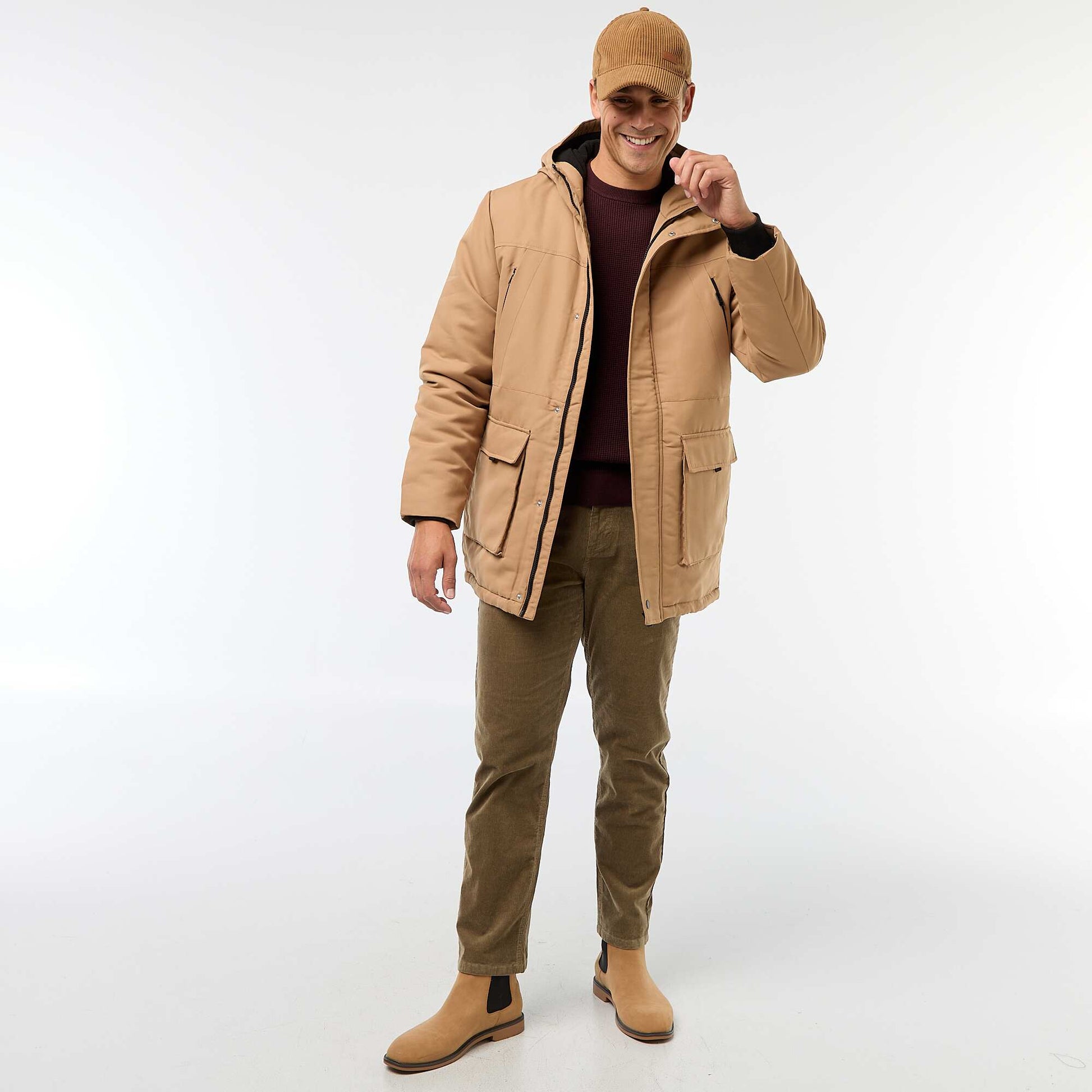 Parka con capucha BEIGE
