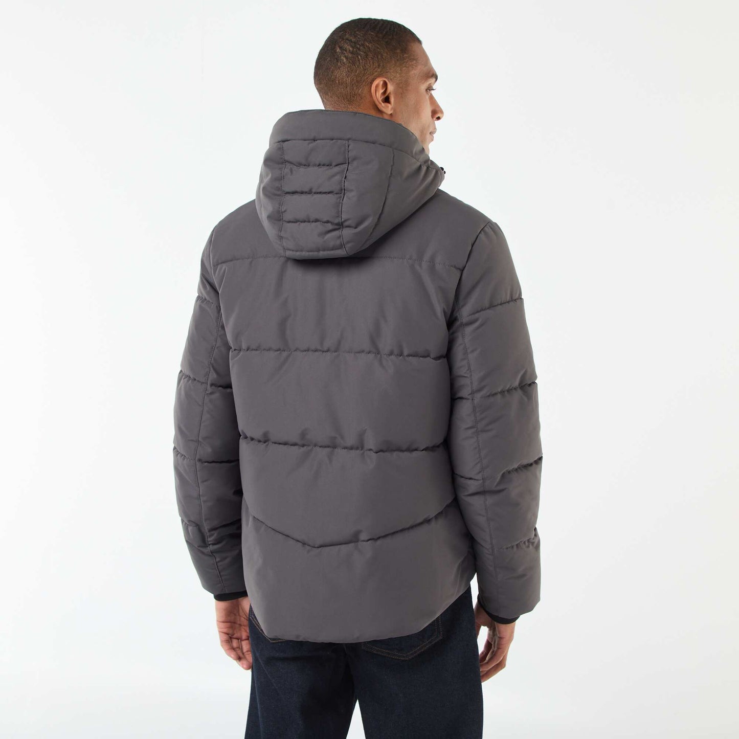 Campera acolchada gruesa con capucha y cremallera GRIS