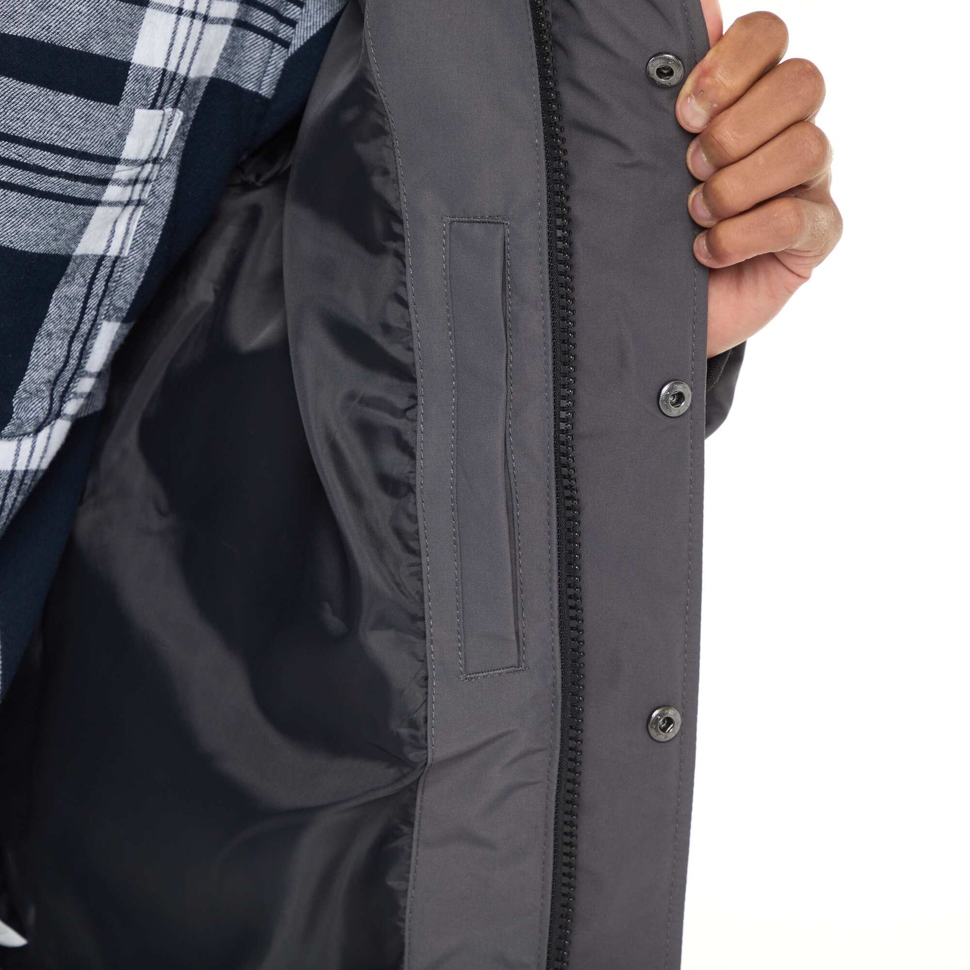 Campera acolchada gruesa con capucha y cremallera GRIS