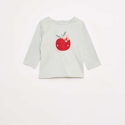 Camiseta de manga larga con adorno delantero VERDE