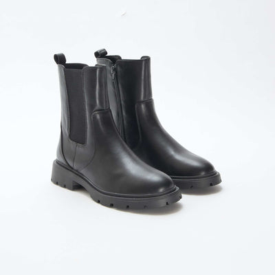 Botines modelo Chelsea de material sintético con fuelles elásticos NEGRO