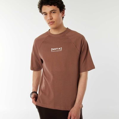 Camiseta de manga corta raglán estampada MARRON