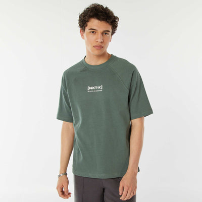Camiseta de manga corta raglán estampada VERDE