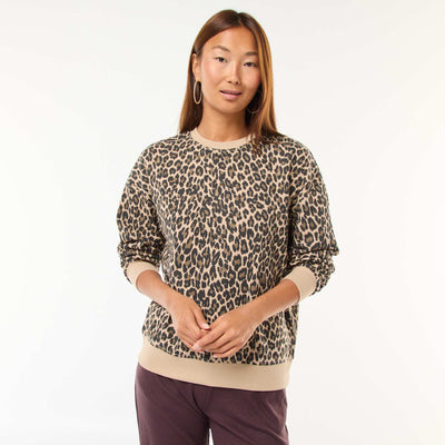 Buzo de cuello redondo con estampado BEIGE