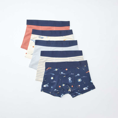 Pack de 5 boxers lisos y estampados AZUL
