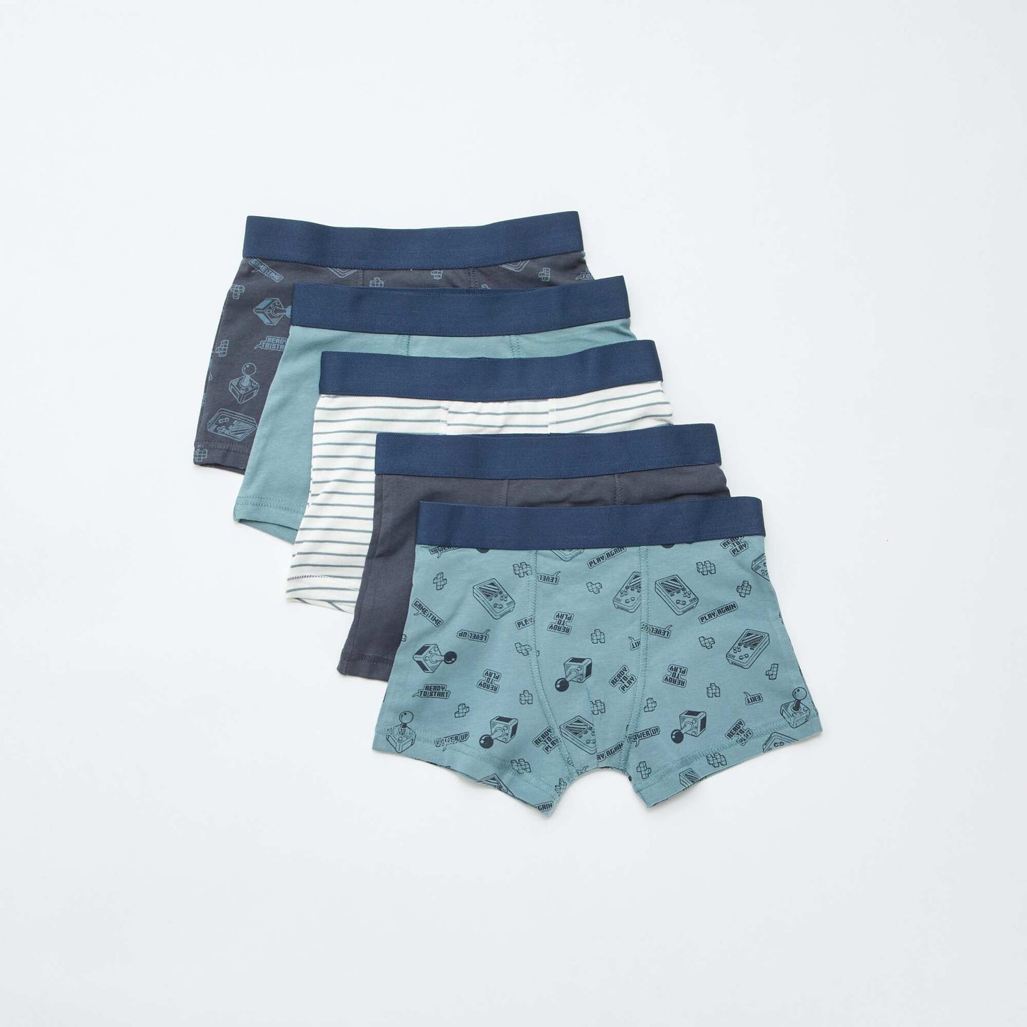 Pack de 5 boxers lisos y estampados GRIS