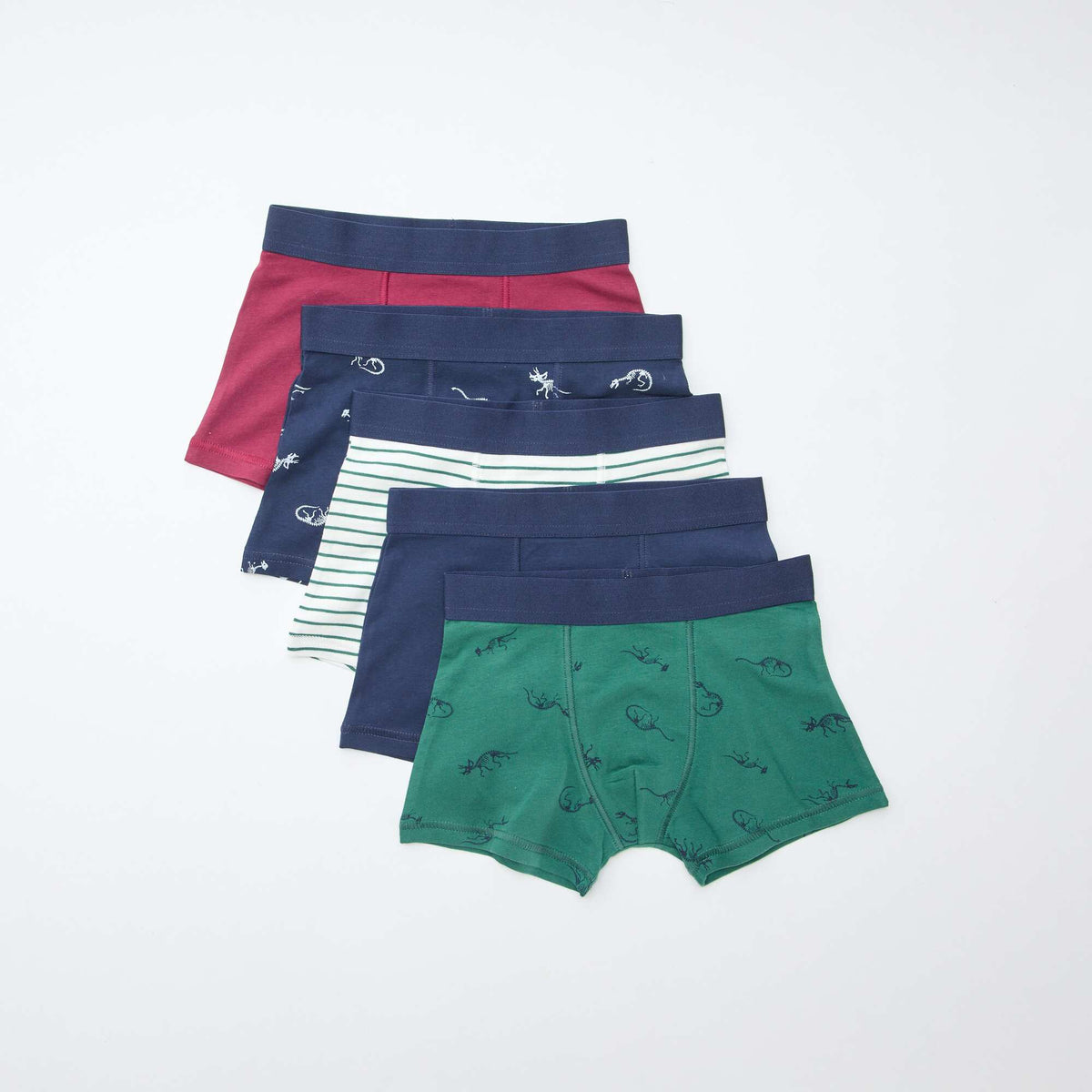 Pack de 5 boxers lisos y estampados AZUL