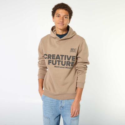 Buzo estampada con diseño fantasía en algodón liso BEIGE