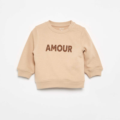 Buzo de manga larga estampada BEIGE