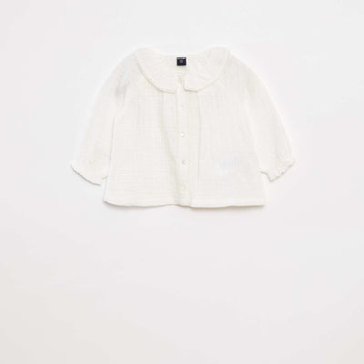 Blusa de plumeti de gasa de algodón BLANCO
