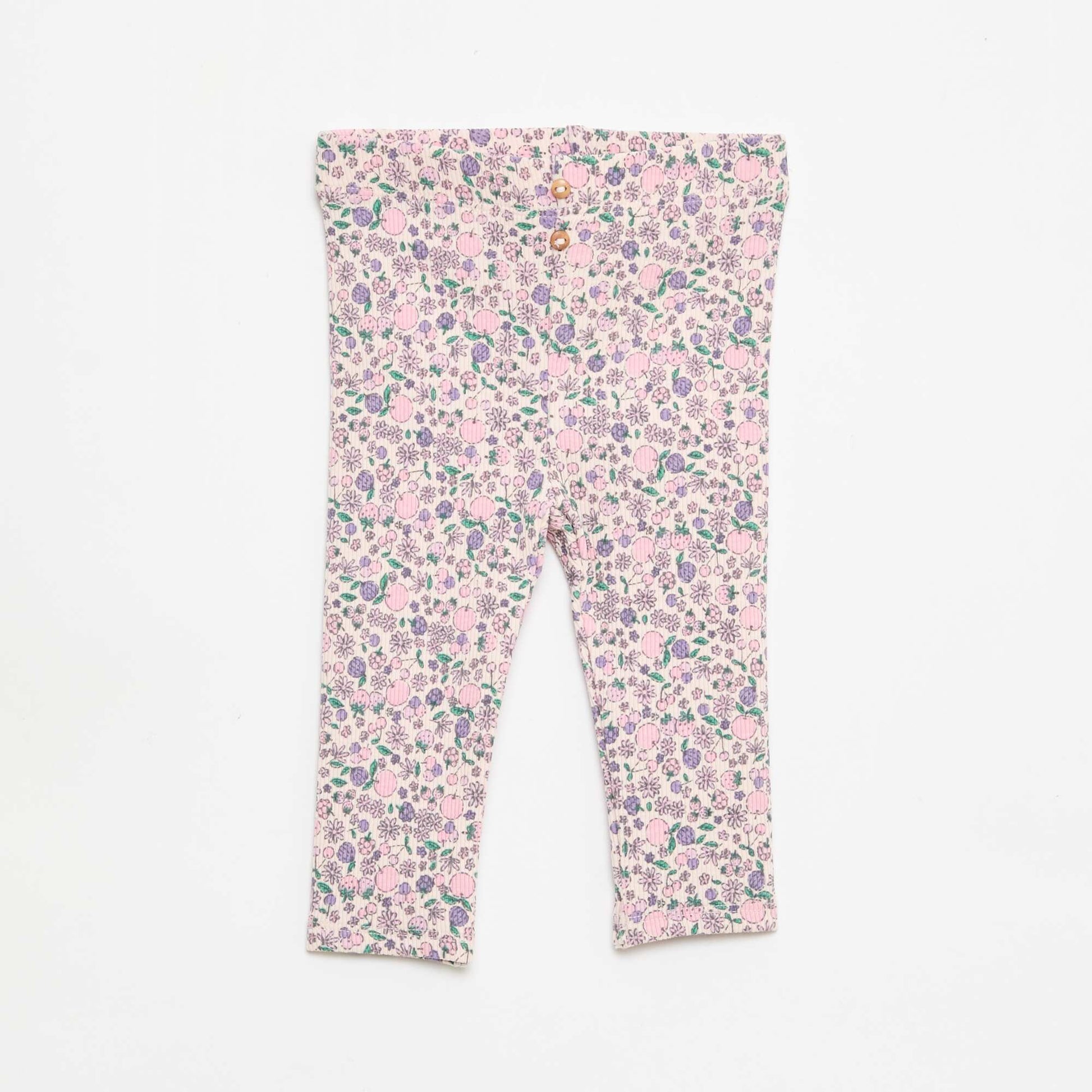 Legging largo de canalé con motivo ROSA