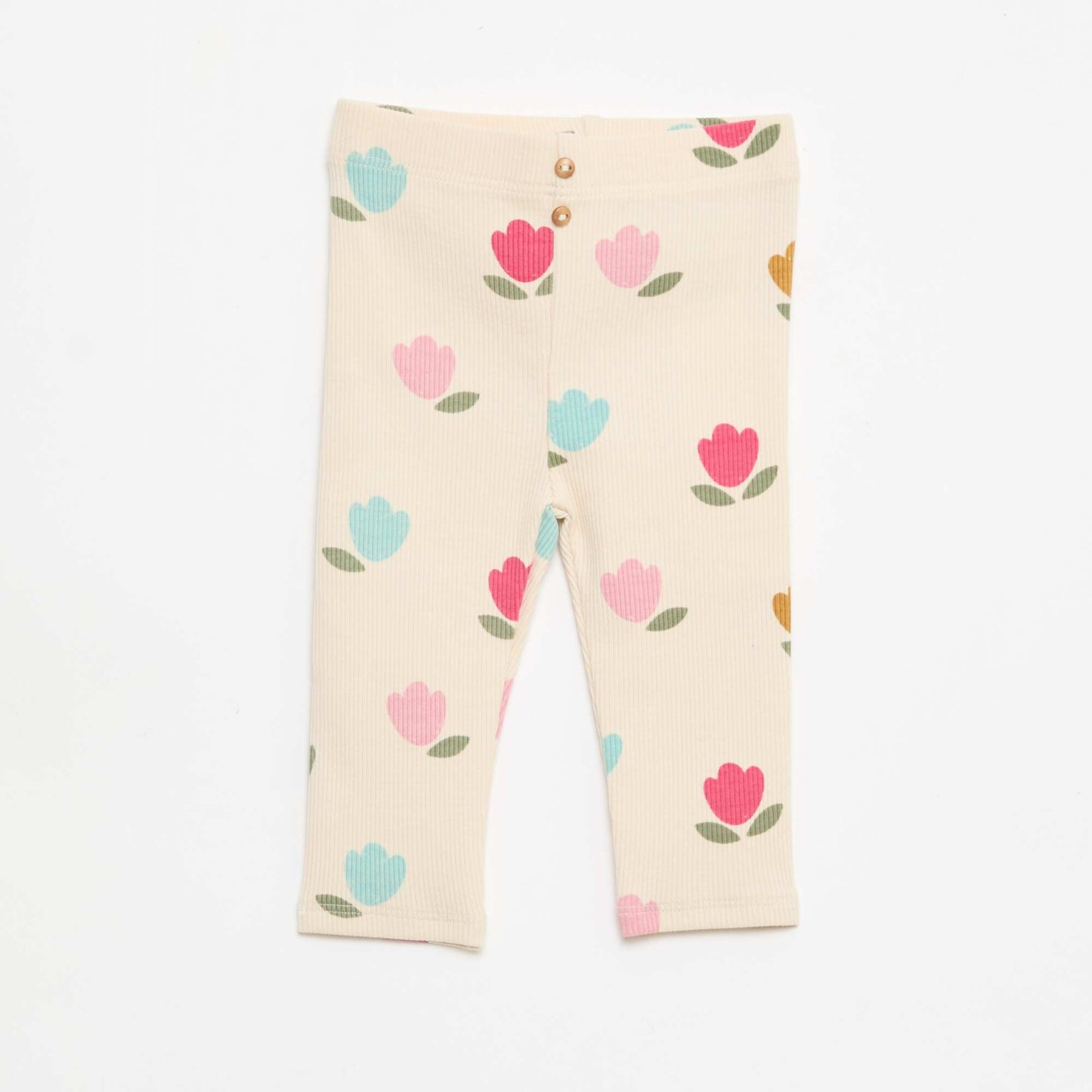 Legging largo de canalé con motivo BLANCO