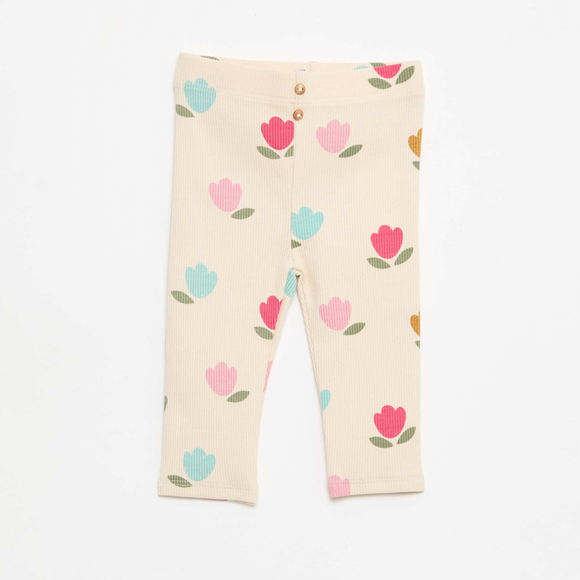 Legging largo de canalé con motivo BLANCO