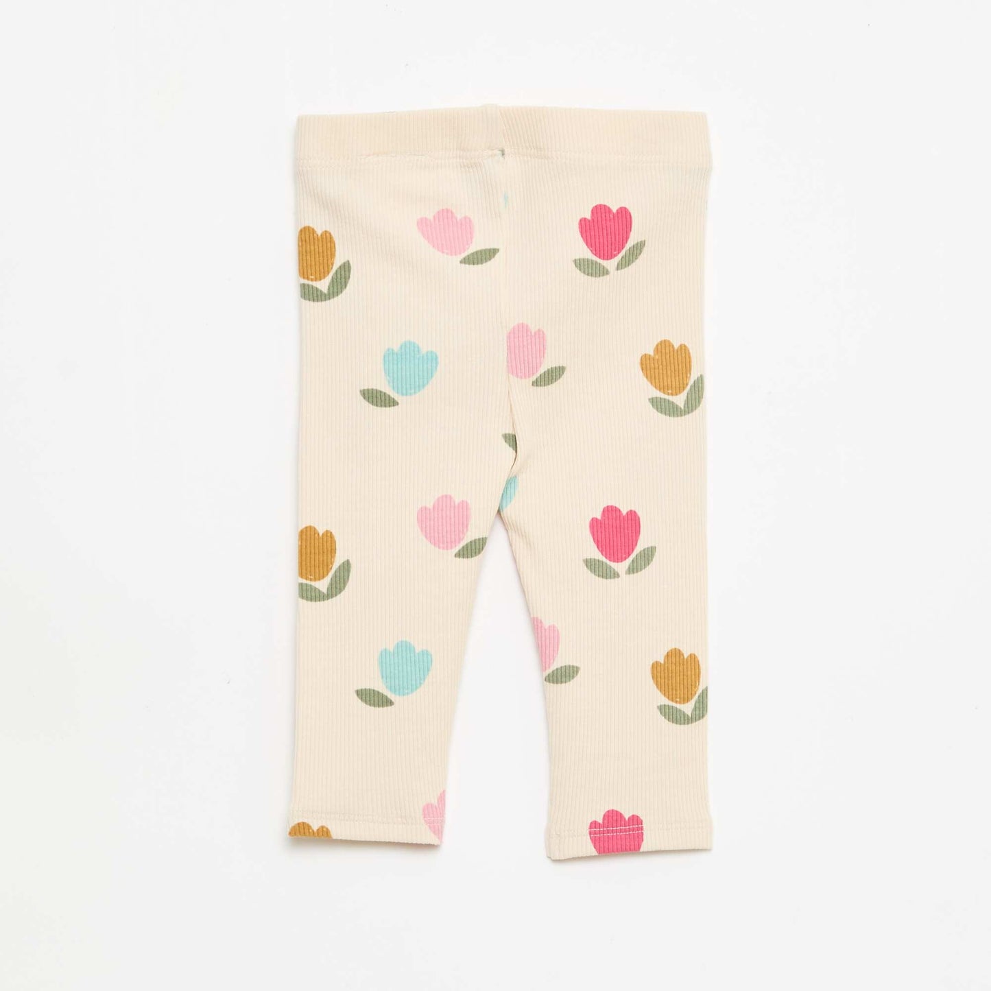 Legging largo de canalé con motivo BLANCO