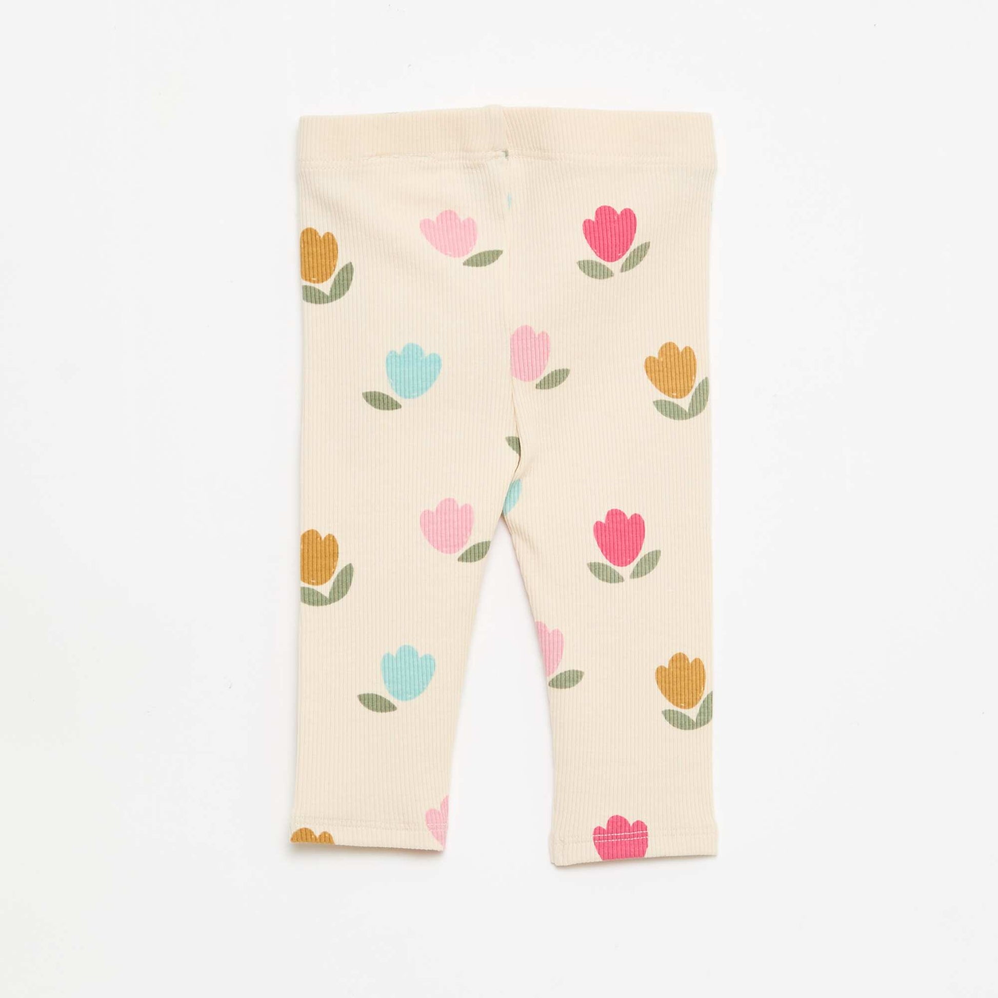 Legging largo de canalé con motivo BLANCO