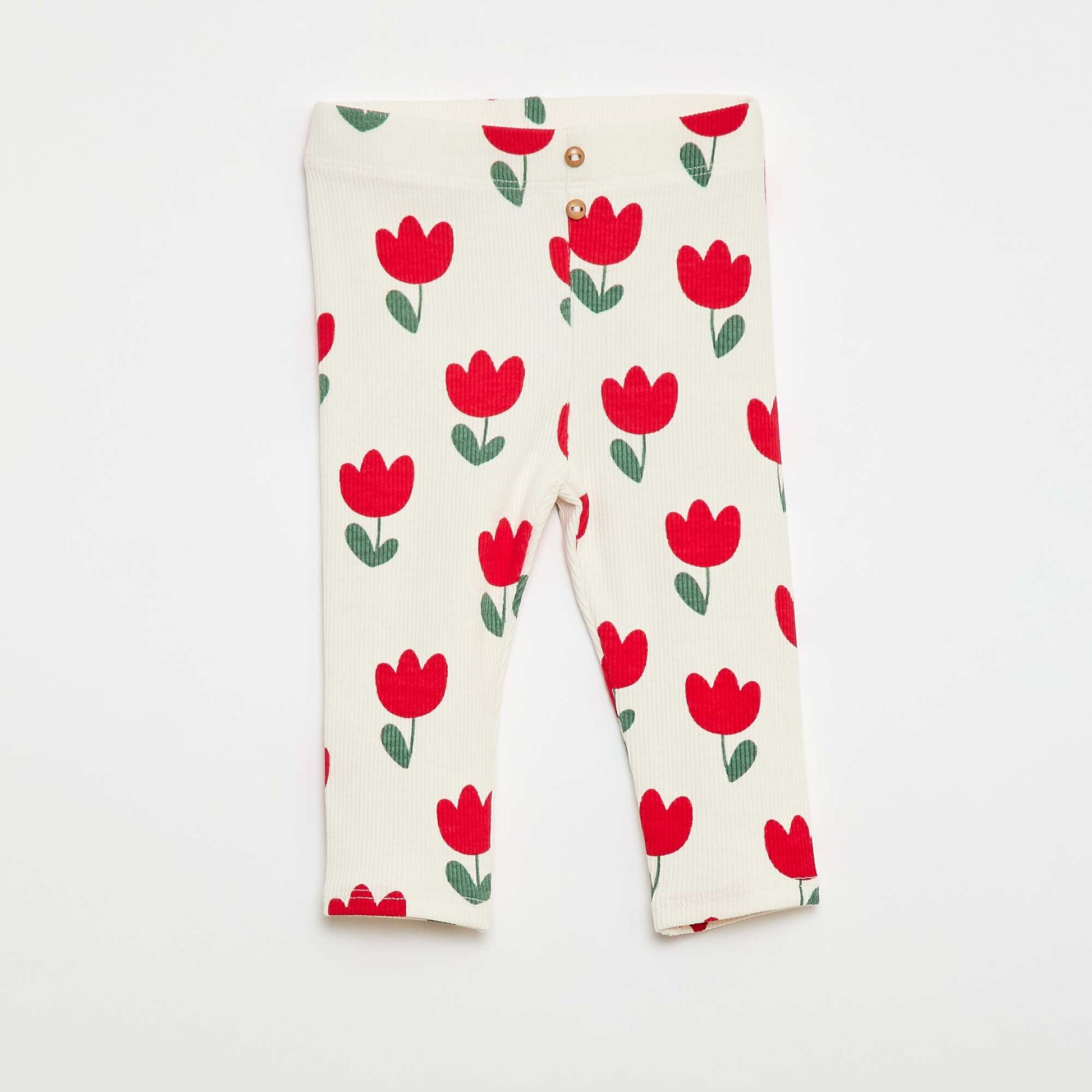 Legging largo de canalé con motivo BLANCO