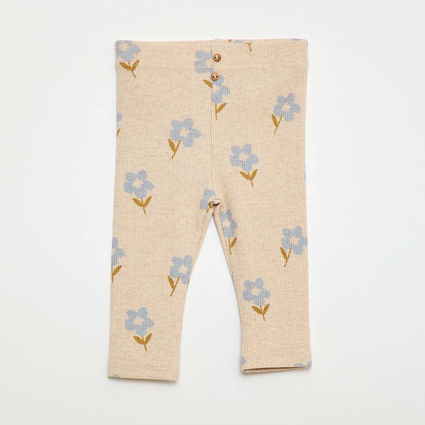 Legging largo de canalé con motivo BEIGE