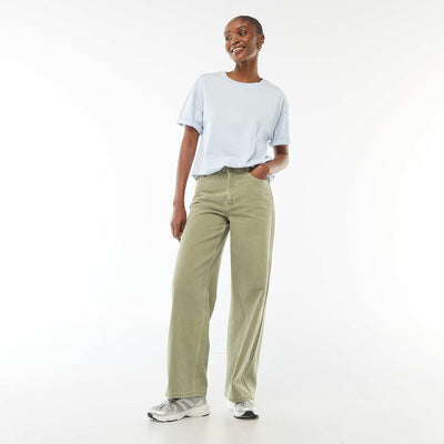 Jean wide leg de tiro alto VERDE