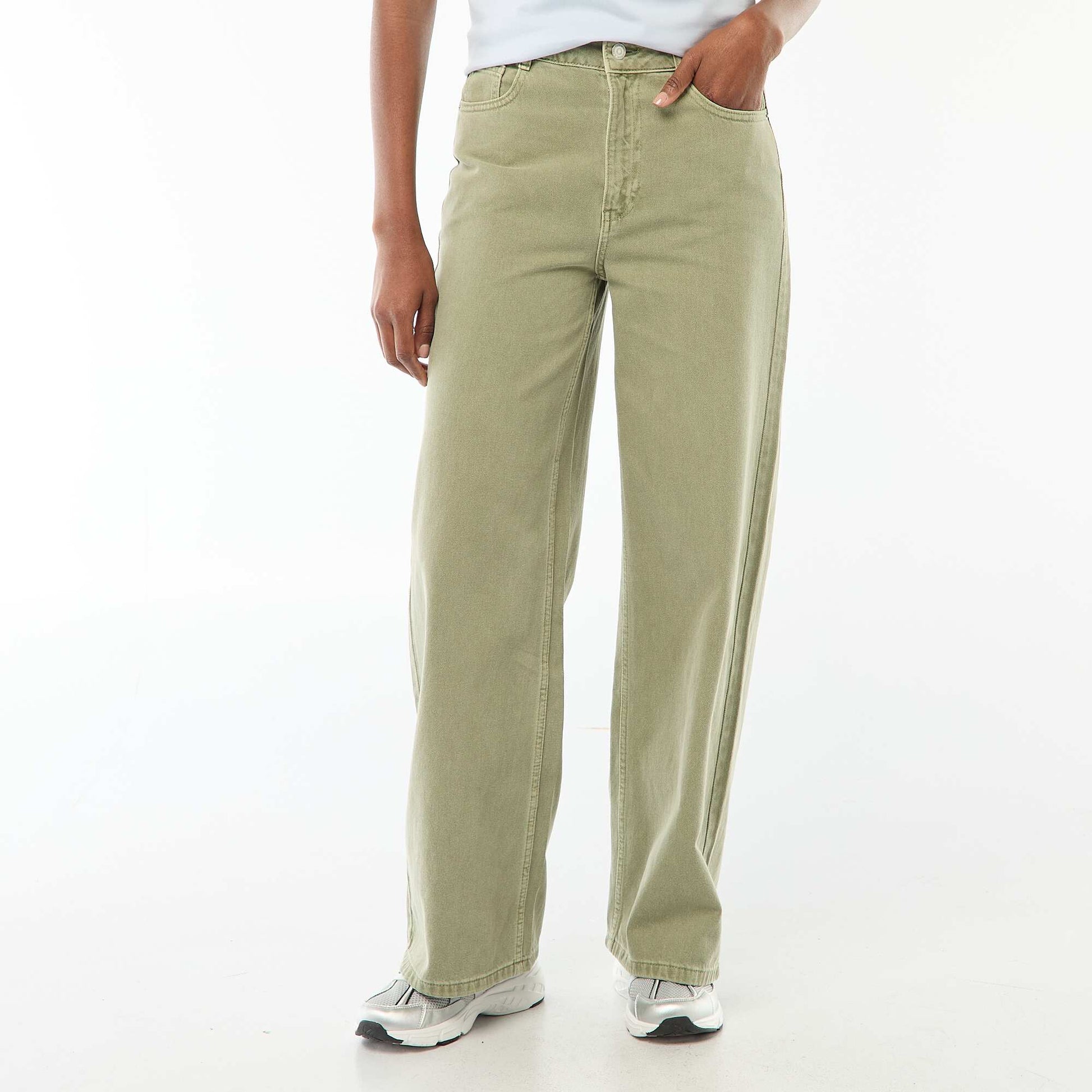 Jean wide leg de tiro alto VERDE